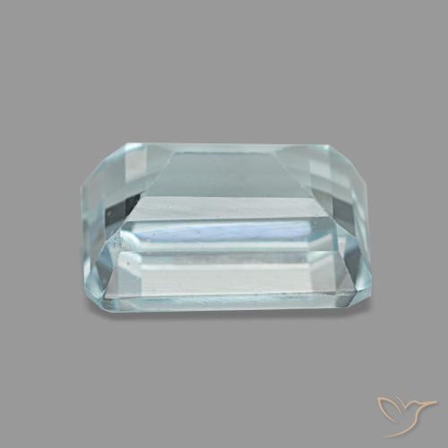 1.65캐럿 천연 페일 블루 아쿠아마린, 에메랄드 컷, 8×5.9 mm, VS
