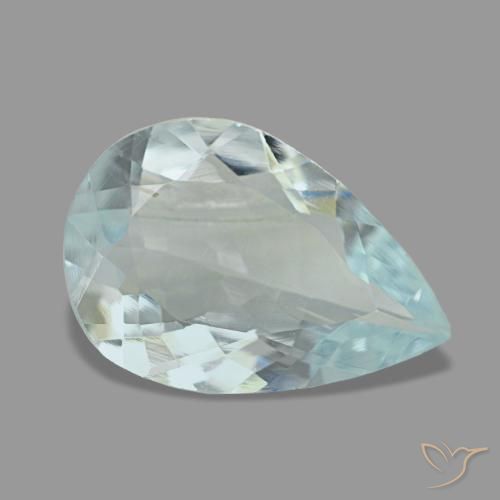 1.74캐럿 천연 라이트 아쿠아 블루 아쿠아마린, 배 모양, 11.6×7.9 mm, VS