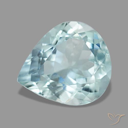 1.92캐럿 천연 라이트 아쿠아 블루 아쿠아마린, 배 모양, 9.2×8.1 mm, VS
