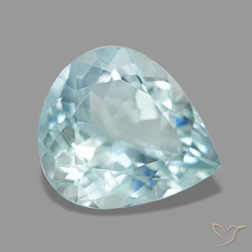 1.92캐럿 천연 라이트 아쿠아 블루 아쿠아마린, 배 모양, 9.2×8.1 mm, VS