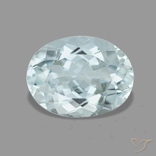 1.36캐럿 천연 라이트 아쿠아 블루 아쿠아마린, 타원형 컷, 8.1×6.1 mm, VS