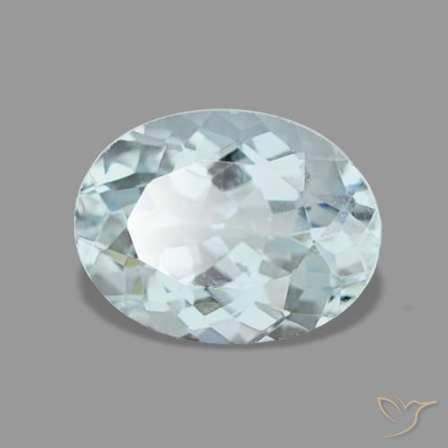 1.36캐럿 천연 라이트 아쿠아 블루 아쿠아마린, 타원형 컷, 8.1×6.1 mm, VS