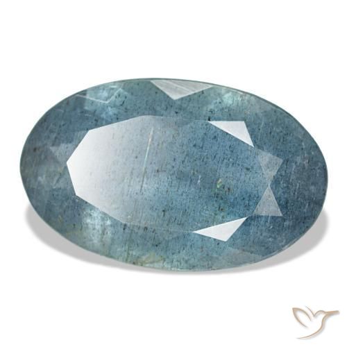 5.60캐럿 천연 회색빛이 도는 청록색 아쿠아마린, 타원형 컷, 16.4×10.1 mm, VS-SI