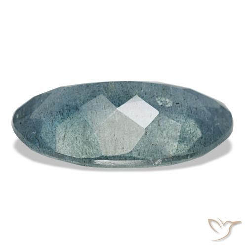 5.60캐럿 천연 회색빛이 도는 청록색 아쿠아마린, 타원형 컷, 16.4×10.1 mm, VS-SI