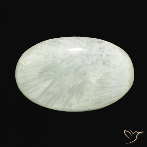54.71ct 자연스러운 연한 초록색 아라고나이트, 타원형, 불투명체