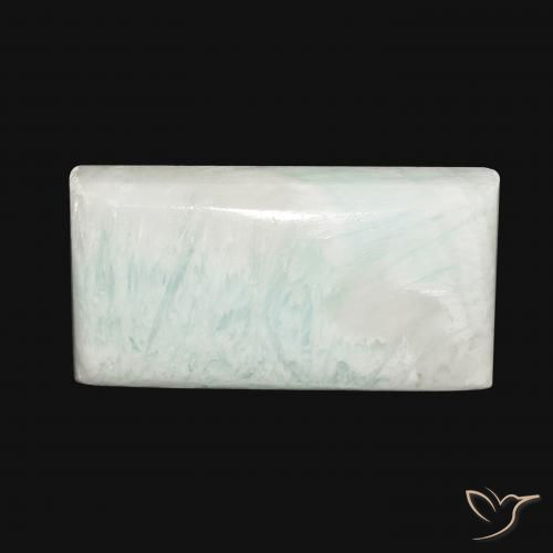 38.98ct 자연스러운 녹색을 띤 흰색 아라고나이트, 바게트, 불투명체