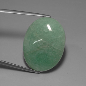 37.18캐럿 천연 그린 아벤츄린, 타원형 컷, 29.3×22.2 mm, 불투명체