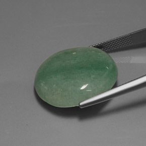 33.76캐럿 천연 그린 아벤츄린, 타원형 컷, 23.6×22.9 mm, 불투명체