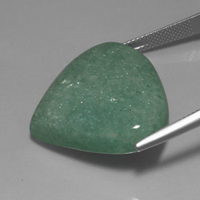 36.47캐럿 천연 그린 아벤츄린, 배 모양, 26.9×24.3 mm, 불투명체