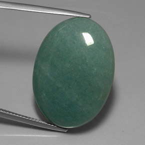 33.85캐럿 천연 그린 아벤츄린, 타원형 컷, 30.5×20 mm, 불투명체