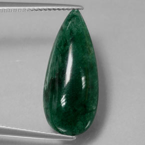10.46캐럿 천연 그린 아벤츄린, 배 모양, 23.4×10.1 mm, 불투명체