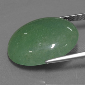 22.77캐럿 천연 그린 아벤츄린, 타원형 컷, 22.7×18.6 mm, 투명한