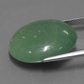 25.47캐럿 천연 그린 아벤츄린, 타원형 컷, 21.3×19.9 mm, 투명한