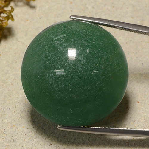 50.64캐럿 천연 파인 그린 아벤츄린, 라운드 컷, 24.76 mm, 투명한