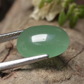3.46캐럿 천연 그린 아벤츄린, 타원형 컷, 11.3×8.4 mm, 투명한