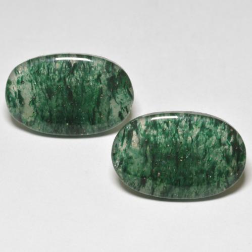 16.27캐럿 천연 다크 그린 아벤츄린 보석, 타원형 컷, 18.4×11.8 mm, 투명한