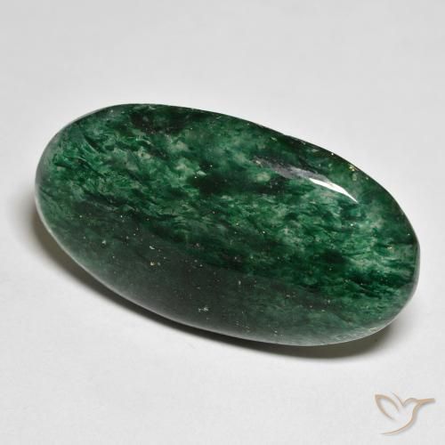 26.71캐럿 천연 그린 아벤츄린, 타원형 컷, 31.4×17.6 mm, 투명한