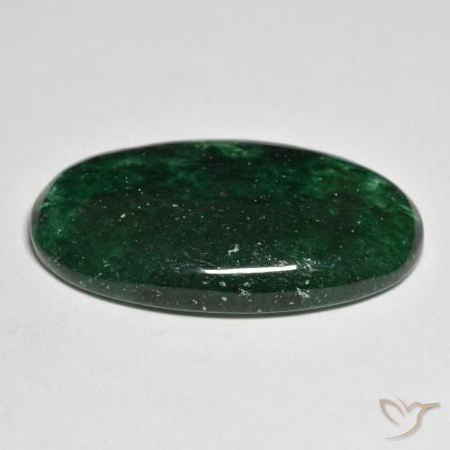 26.71캐럿 천연 그린 아벤츄린, 타원형 컷, 31.4×17.6 mm, 투명한