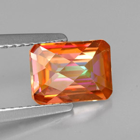 1.63캐럿 천연 멀티컬러 아조틱 토파즈, 에메랄드 컷, 8×5.9 mm, VVS