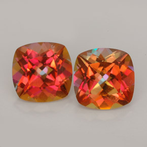 캐럿 천연 멀티컬러 아조틱 토파즈 보석, 쿠션 컷, 8.1×8.1 mm, VVS-VS