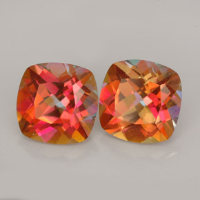 캐럿 천연 멀티컬러 아조틱 토파즈 보석, 쿠션 컷, 8.1×8.1 mm, VVS-VS