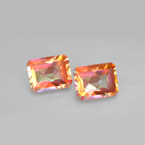 캐럿 천연 탑 레인보우 아조틱 토파즈 보석, 에메랄드 컷, 7×9 mm, VVS-VS