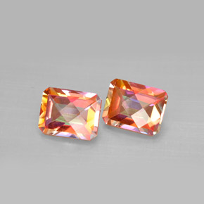 캐럿 천연 탑 레인보우 아조틱 토파즈 보석, 에메랄드 컷, 7×9 mm, VVS-VS
