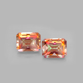캐럿 천연 탑 레인보우 아조틱 토파즈 보석, 에메랄드 컷, 9.1×7.1 mm, VVS-VS