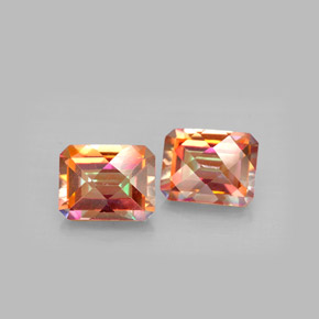 캐럿 천연 탑 레인보우 아조틱 토파즈 보석, 에메랄드 컷, 9.1×7.1 mm, VVS-VS