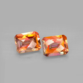 캐럿 천연 탑 레인보우 아조틱 토파즈 보석, 에메랄드 컷, 8.9×7 mm, VVS-VS