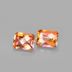 캐럿 천연 탑 레인보우 아조틱 토파즈 보석, 에메랄드 컷, 8.9×7 mm, VVS-VS