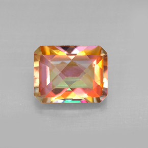 2.80캐럿 천연 탑 레인보우 아조틱 토파즈, 에메랄드 컷, 9×7 mm, VVS-VS