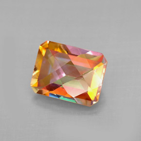2.80캐럿 천연 탑 레인보우 아조틱 토파즈, 에메랄드 컷, 9×7 mm, VVS-VS