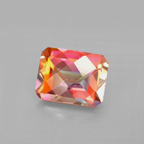 2.56캐럿 천연 탑 레인보우 아조틱 토파즈, 에메랄드 컷, 8.9×6.9 mm, VS