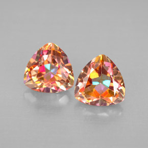 캐럿 천연 탑 레인보우 아조틱 토파즈 보석, 트릴리언, 7.1×6.9 mm, VVS-VS