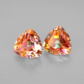 캐럿 천연 탑 레인보우 아조틱 토파즈 보석, 트릴리언, 7.1×6.9 mm, VVS-VS