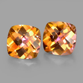 캐럿 천연 탑 레인보우 아조틱 토파즈 보석, 쿠션 컷, 8×8 mm, VVS