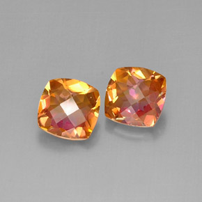 캐럿 천연 탑 레인보우 아조틱 토파즈 보석, 쿠션 컷, 8.2×8.2 mm, VVS-VS