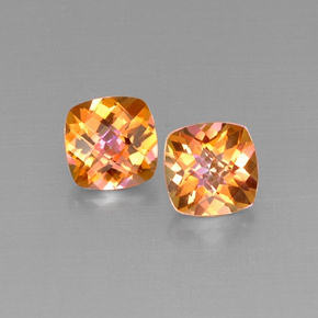 캐럿 천연 탑 레인보우 아조틱 토파즈 보석, 쿠션 컷, 8×8 mm, VVS-VS