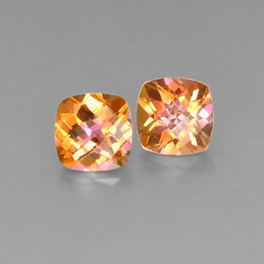 캐럿 천연 탑 레인보우 아조틱 토파즈 보석, 쿠션 컷, 8×8 mm, VVS-VS