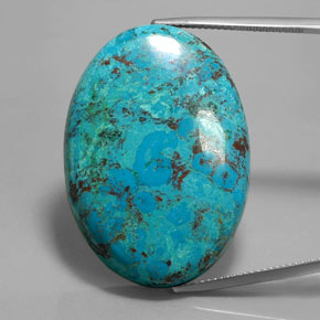 44.49캐럿 천연 멀티컬러 블루 아주라이트, 타원형 컷, 34.6×24.6 mm, 불투명체