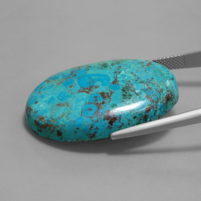 44.49캐럿 천연 멀티컬러 블루 아주라이트, 타원형 컷, 34.6×24.6 mm, 불투명체