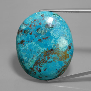56.83캐럿 천연 멀티컬러 블루 아주라이트, 타원형 컷, 34.9×28.8 mm, 불투명체