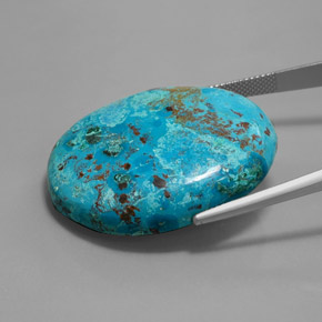 56.83캐럿 천연 멀티컬러 블루 아주라이트, 타원형 컷, 34.9×28.8 mm, 불투명체