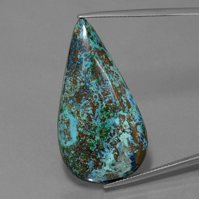 26.58캐럿 천연 멀티컬러 블루 아주라이트, 배 모양, 37×19.9 mm, 불투명체