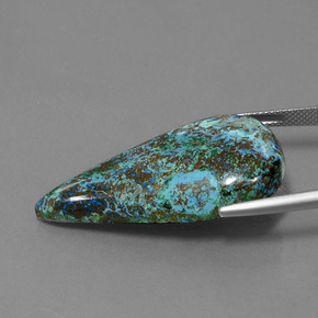 26.58캐럿 천연 멀티컬러 블루 아주라이트, 배 모양, 37×19.9 mm, 불투명체