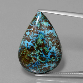 22.72캐럿 천연 멀티컬러 블루 아주라이트, 배 모양, 28.2×19.8 mm, 불투명체