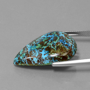 22.72캐럿 천연 멀티컬러 블루 아주라이트, 배 모양, 28.2×19.8 mm, 불투명체