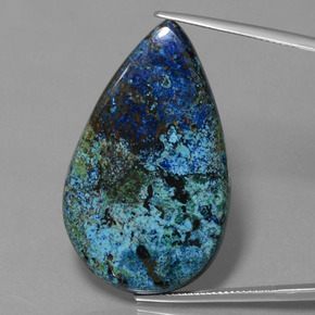 40.30캐럿 천연 멀티컬러 블루 아주라이트, 배 모양, 38.5×23.2 mm, 불투명체