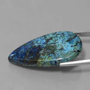 40.30캐럿 천연 멀티컬러 블루 아주라이트, 배 모양, 38.5×23.2 mm, 불투명체